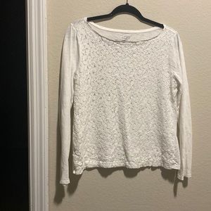 Ann Taylor Loft Size L White Lace Top